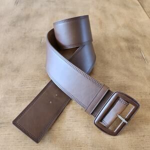 Beltiscool Brown Leather Wide Belt Womens L/XL Covered Buckle Cinch 90's Inspire